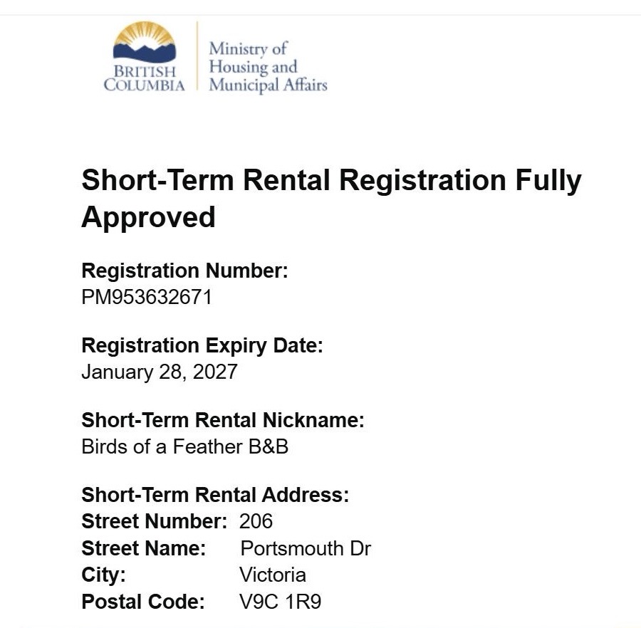 Short Ter, Rental Registration License BC
